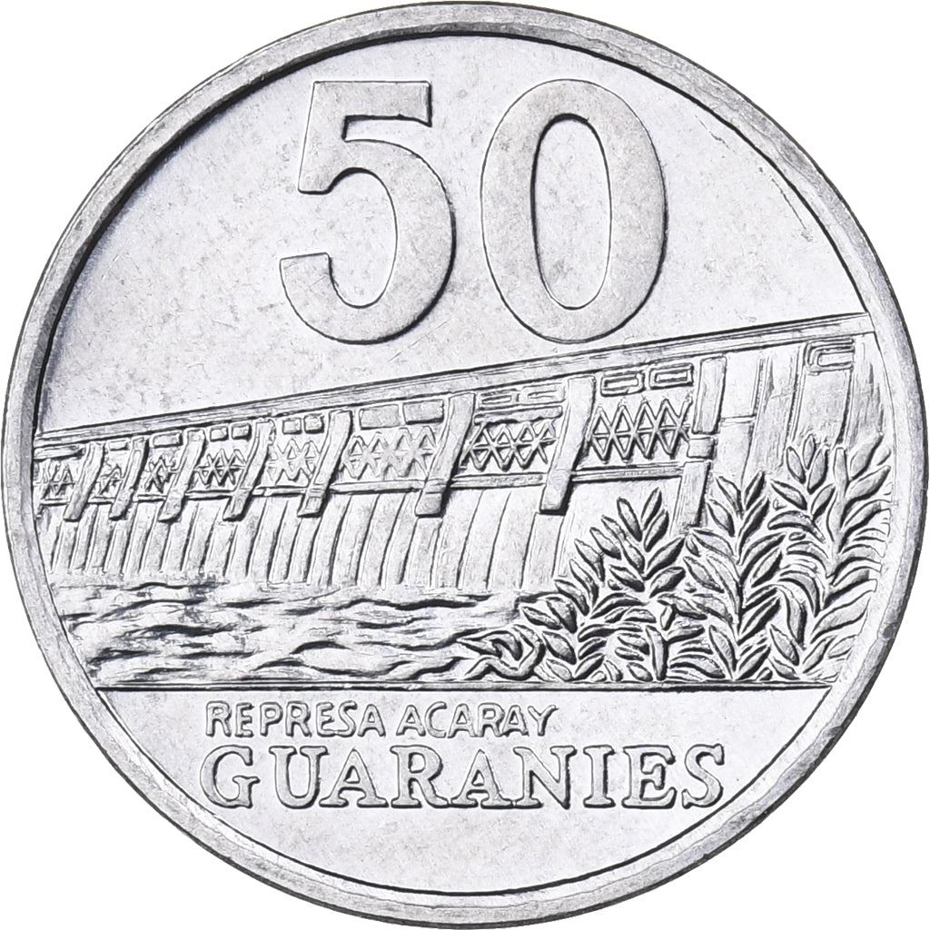 Paraguay | 50 Guaranies Coin | Acaray River | KM:191b | 2006 - 2019