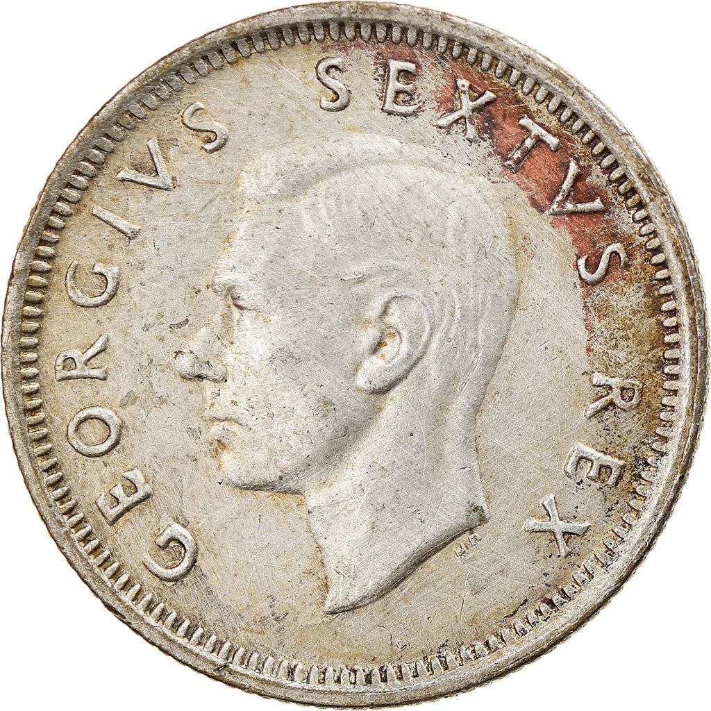 South Africa | 6 Pence Coin | George VI | Flowers | Protea | Km:36.2 | 1951 - 1952
