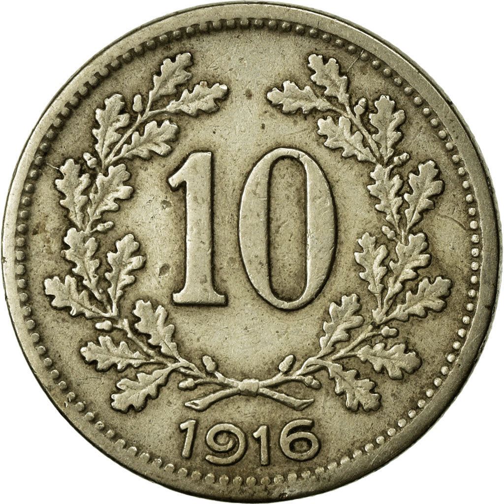 Austrian Empire | 10 Hellers Coin | Austrian Escutcheon | Km:2825 | 1916