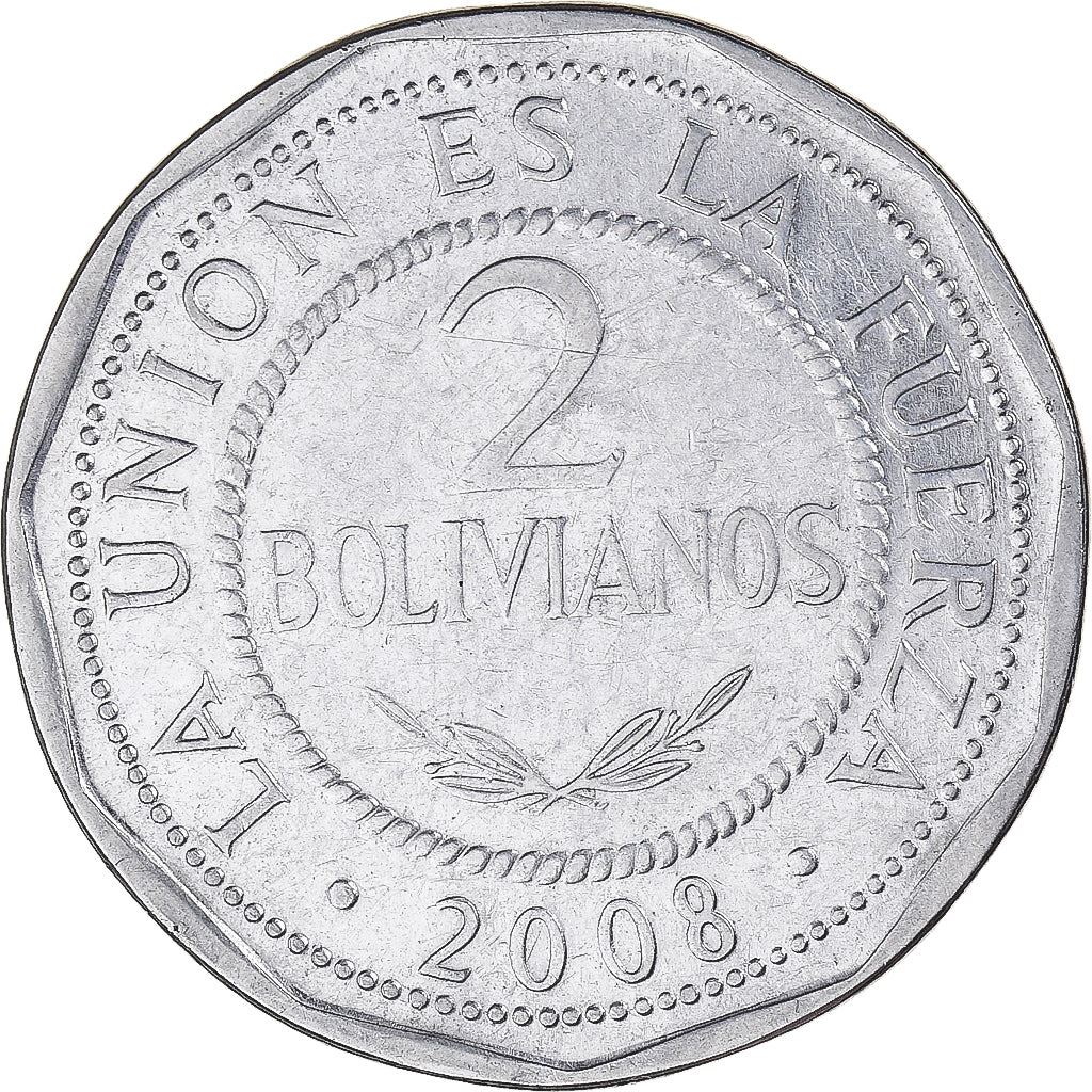 Bolivia | munt van 2 bolivianos | roestvrij staal | KM:206.2 | 1995-2008