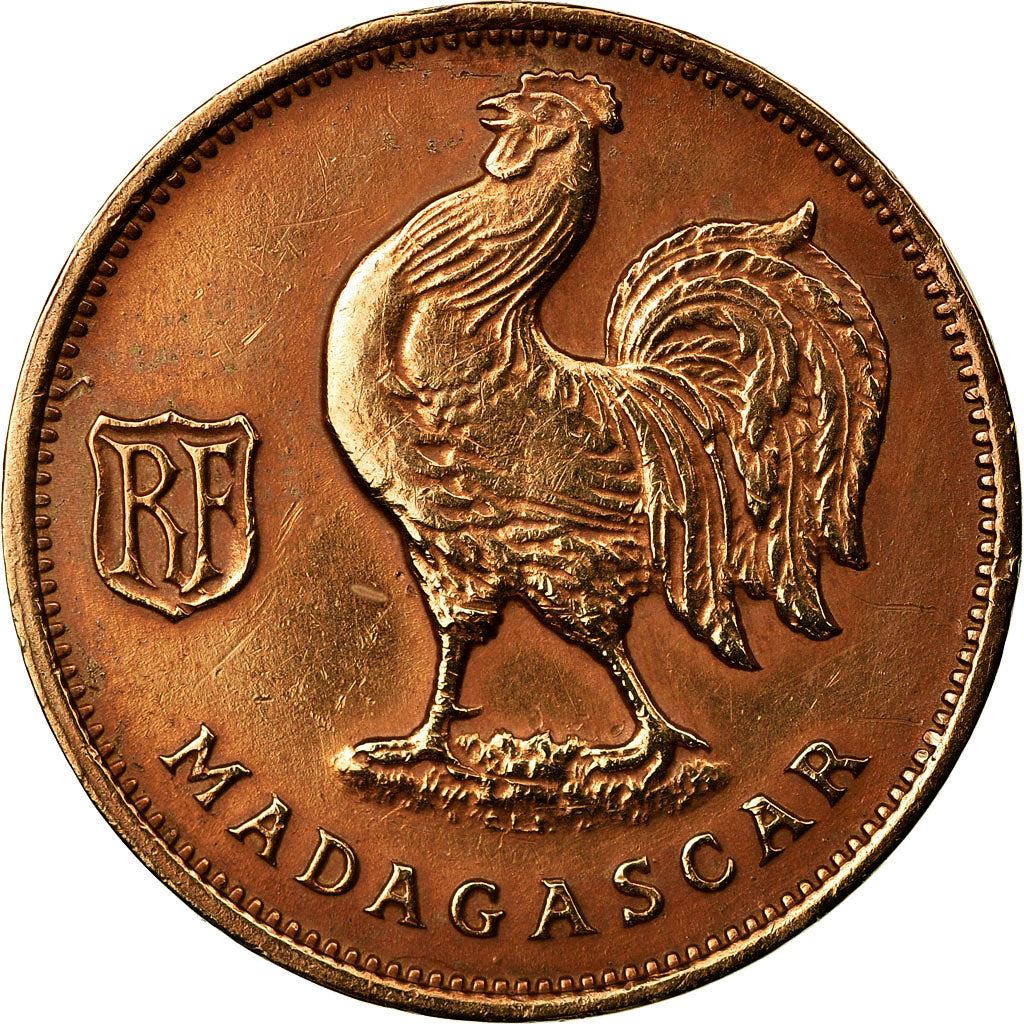 Madagascar | 50 Centimes Coin | Rooster | Lorraine Cross | Km:1 | 1943