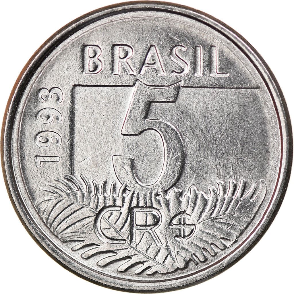 Brazil | 5 Cruzeiros Reais Coin | Macaw parrots | Km:627 | 1993 - 1994