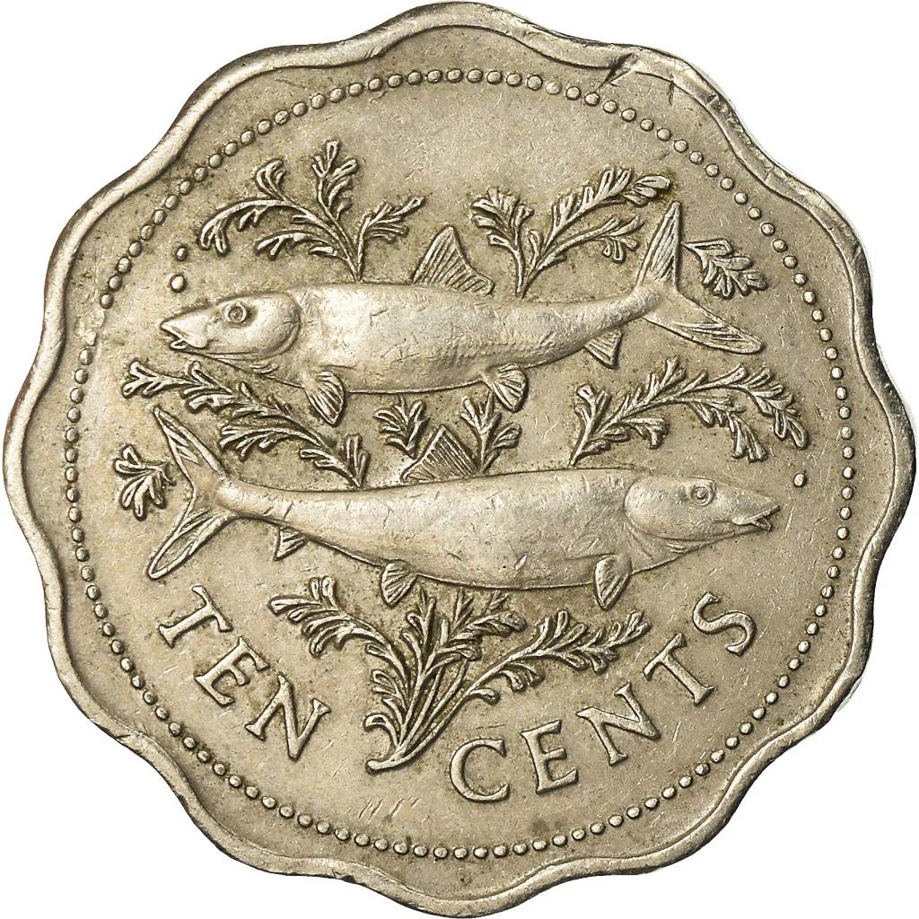 Bahamas | 10 Cents Coin | Bonefish | Flamingo | Marlin | KM61 | 1974 - 2005