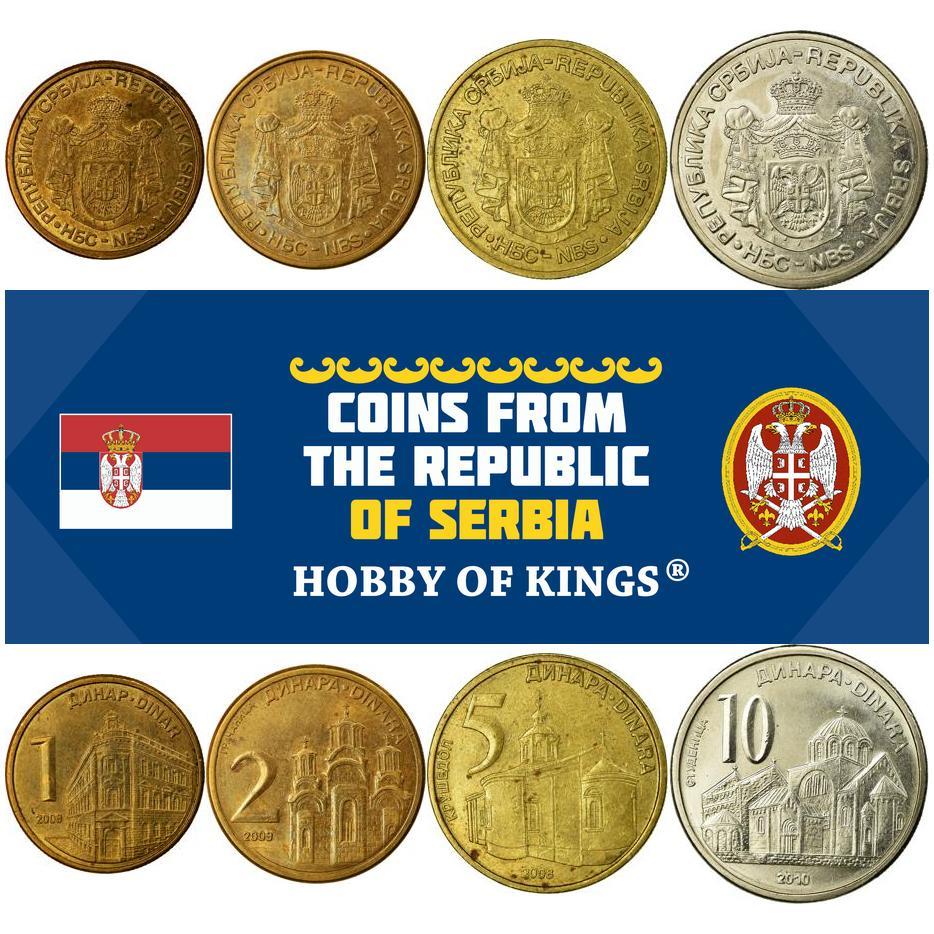 Serbia | 4 Coin Set | 1 Dinar 2 5 10 Dinars | 2005 - 2011