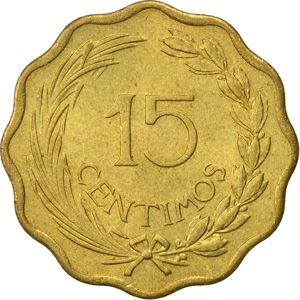 Paraguay | 15 Centimos Coin | Nickel brass | Coat of Arms | Wreath | Cat or feline | Phrygian cap | KM:26 | 1953