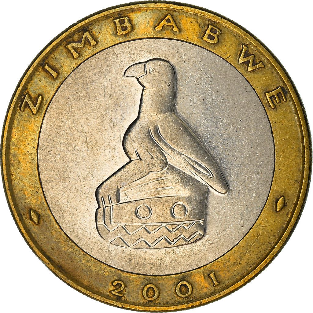 Zimbabwe Coin 5 Dollars Coin | Bateleur Eagle | Black Rhino | KM13 | 2001 - 2003