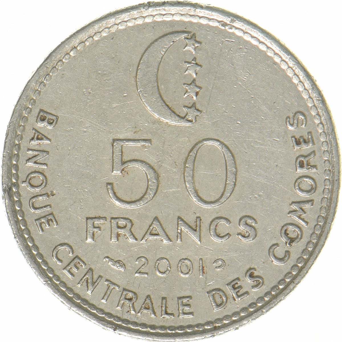 Comoros | 50 Francs Coin | Nickel plated steel | Tower | KM:16a | 2001