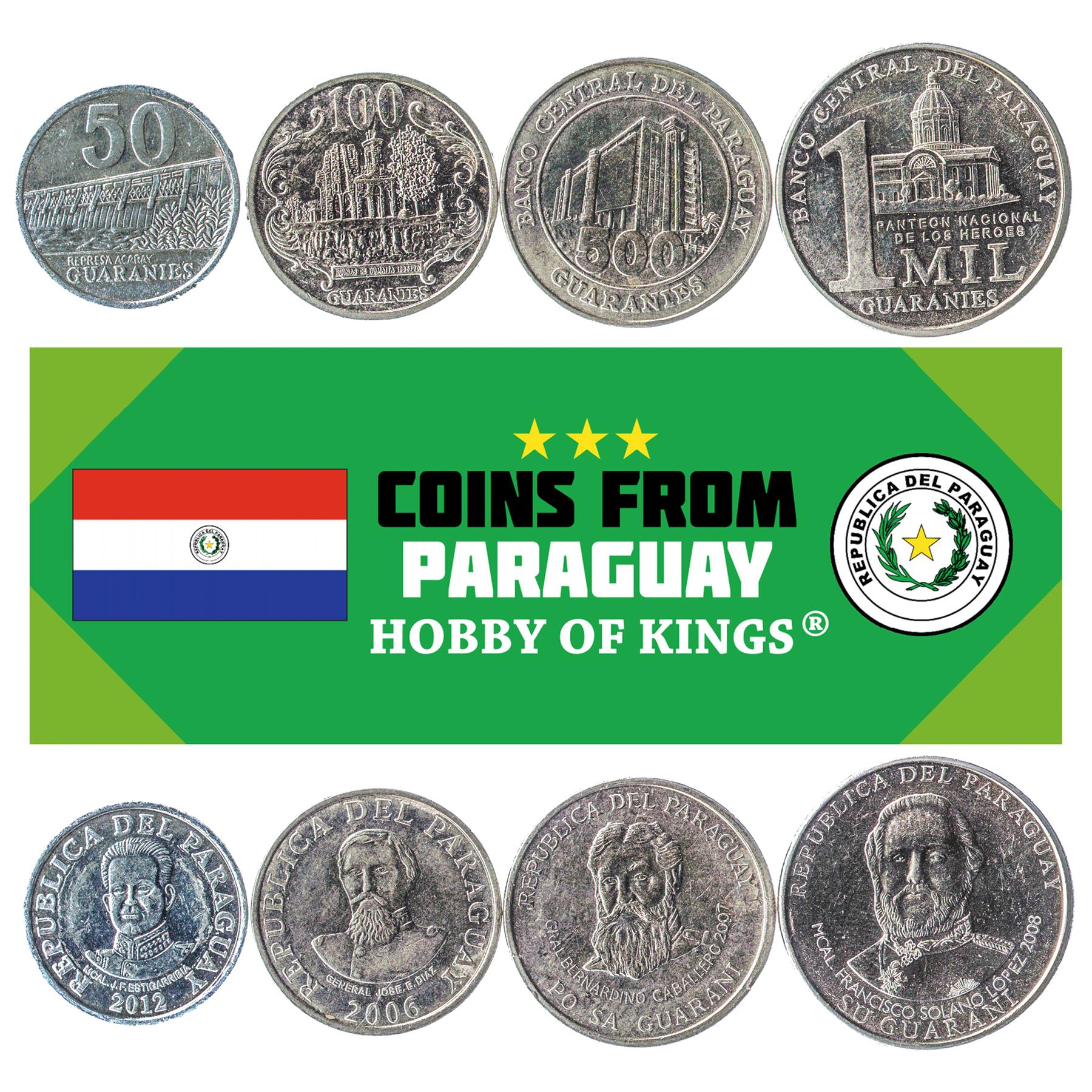 Paraguay | 4 Coin Set | 50 100 500 1000 Guaranies | 2006 - 2022