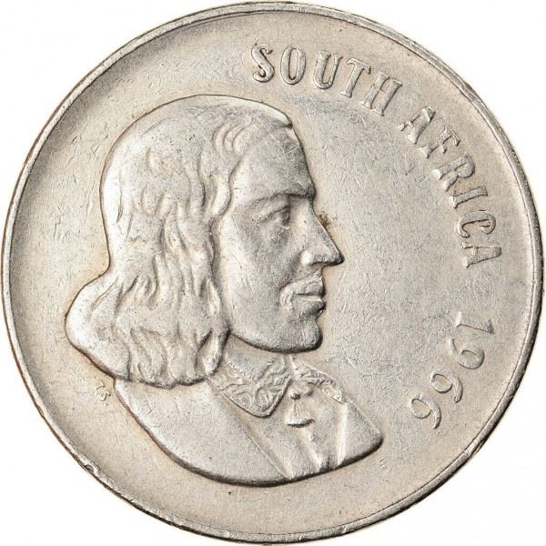 South Africa | 50 Cents Coin | Founder of Cape Town | Flowers | Lilies | Bird of Paradise | Km:70.1 | 1965 - 1969