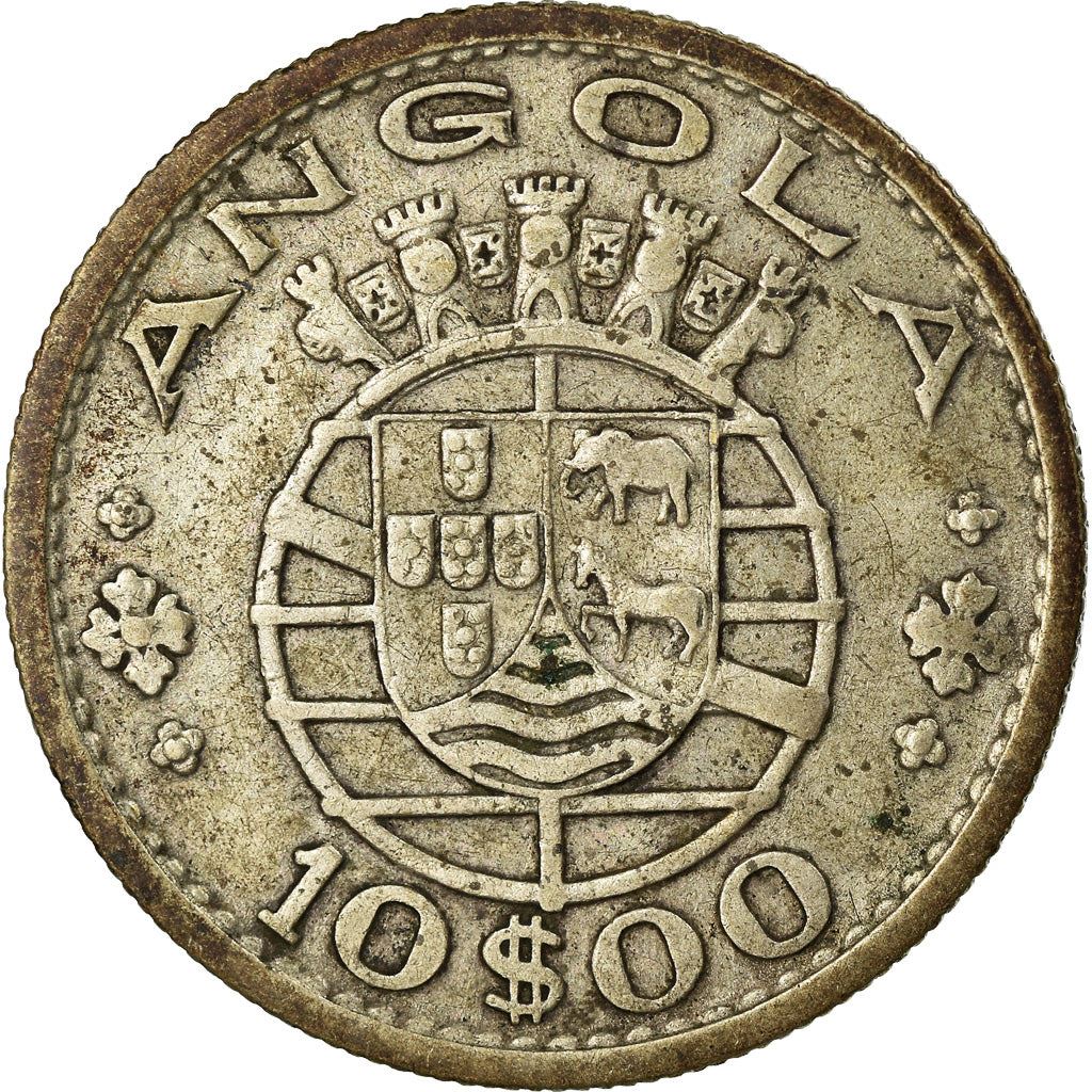 Angola | 10 Escudos Coin | Horse | Elephant | Shield | Km:73 | 1952 - 1955