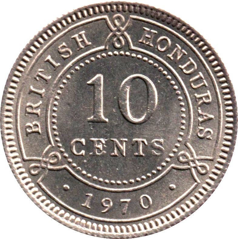 Belizean 10 Cents Coin | Queen Elizabeth II | KM32 | Belize | 1956 - 1970
