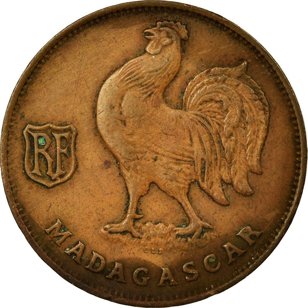 Madagascar | 1 Franc Coin | Rooster | Lorraine Cross | Km:2 | 1943