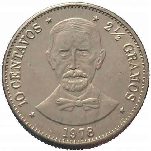 Dominican Republic 10 Centavos Coin | Juan Pablo Duarte | KM50 | 1978 - 1981