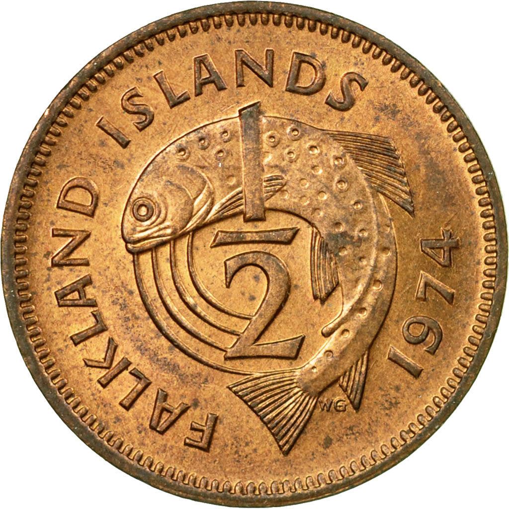 Falkland Islands | 1/2 Penny Coin | Trout | Km:1 | 1974 - 1983