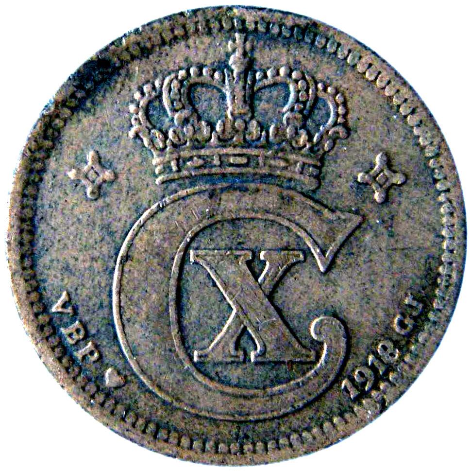 Denmark | 5 Ore Coin | Monogram | KM:814a | 1918 - 1919