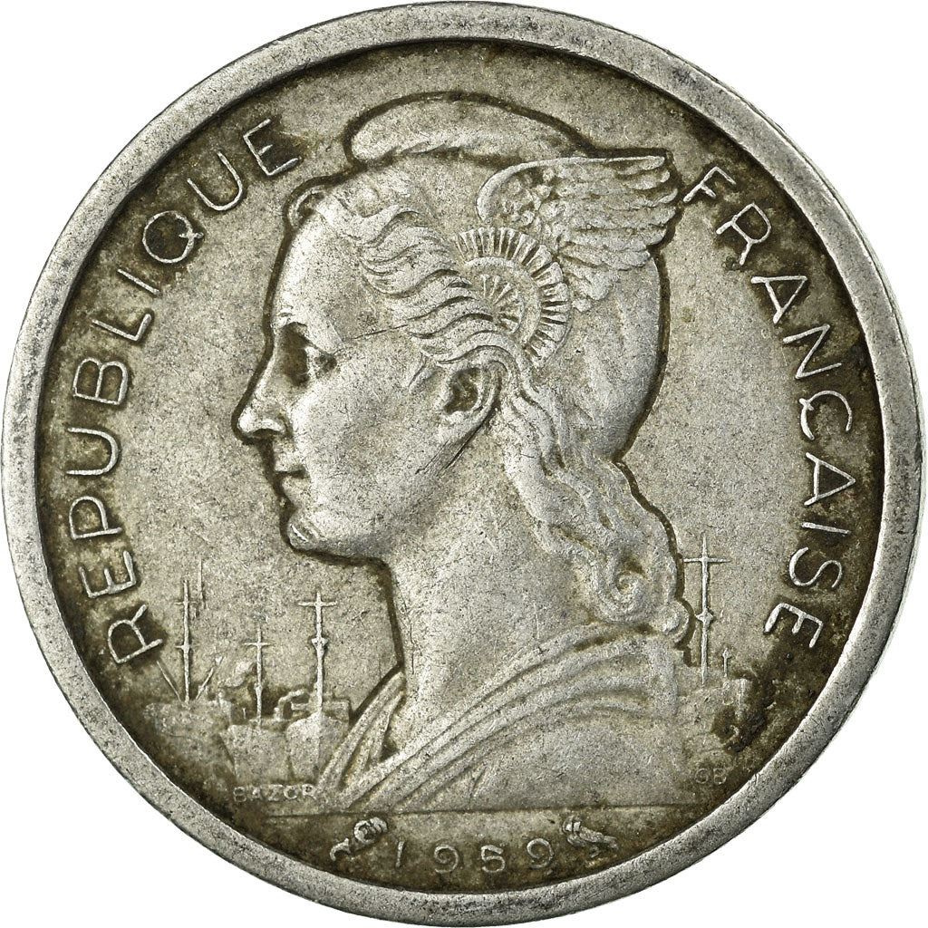 French Somaliland | 1 Franc Coin | Marianne | Waterbuck | Km:8 | 1959 - 1965