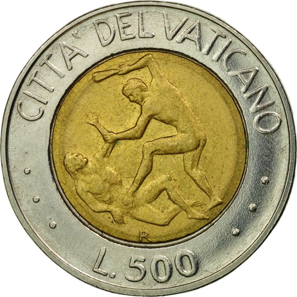 Vatican City | 500 Lire Coin | Cain slaying Abel | Km:267 | 1995