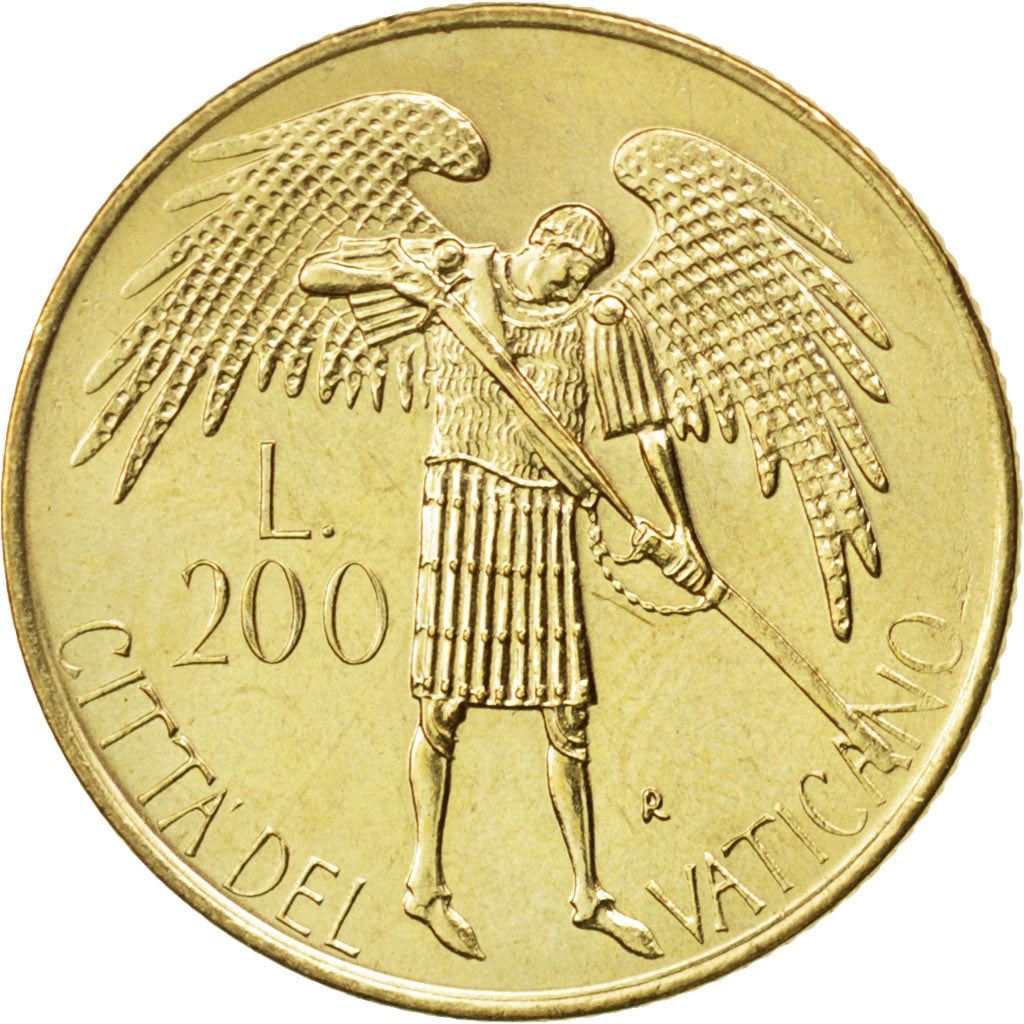 Vatican City | 200 Lire Coin | Archangel Michael | Km:196 | 1986