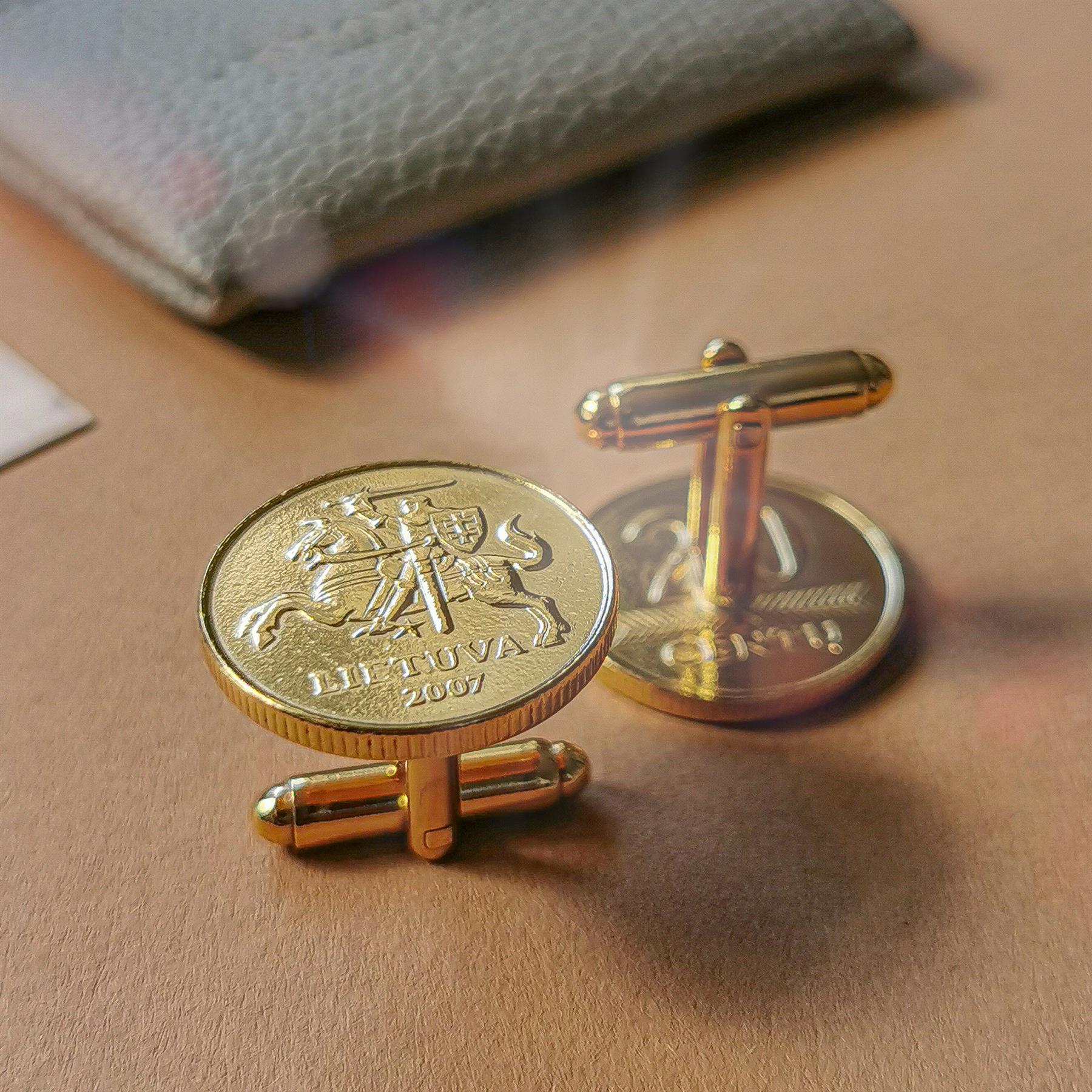 LTU107 | Coin Cufflink | Gold | 18K Gold | Lithuania | 20 Cents | 1997 - 2014