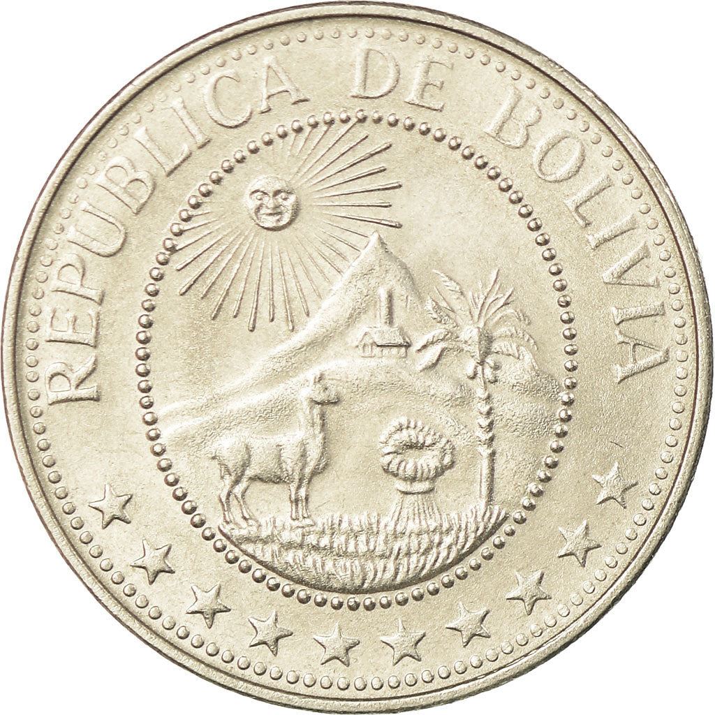 Bolivia | 20 Centavos | Nickel clad steel | Coat of Arms | KM:189 | 1965-1973