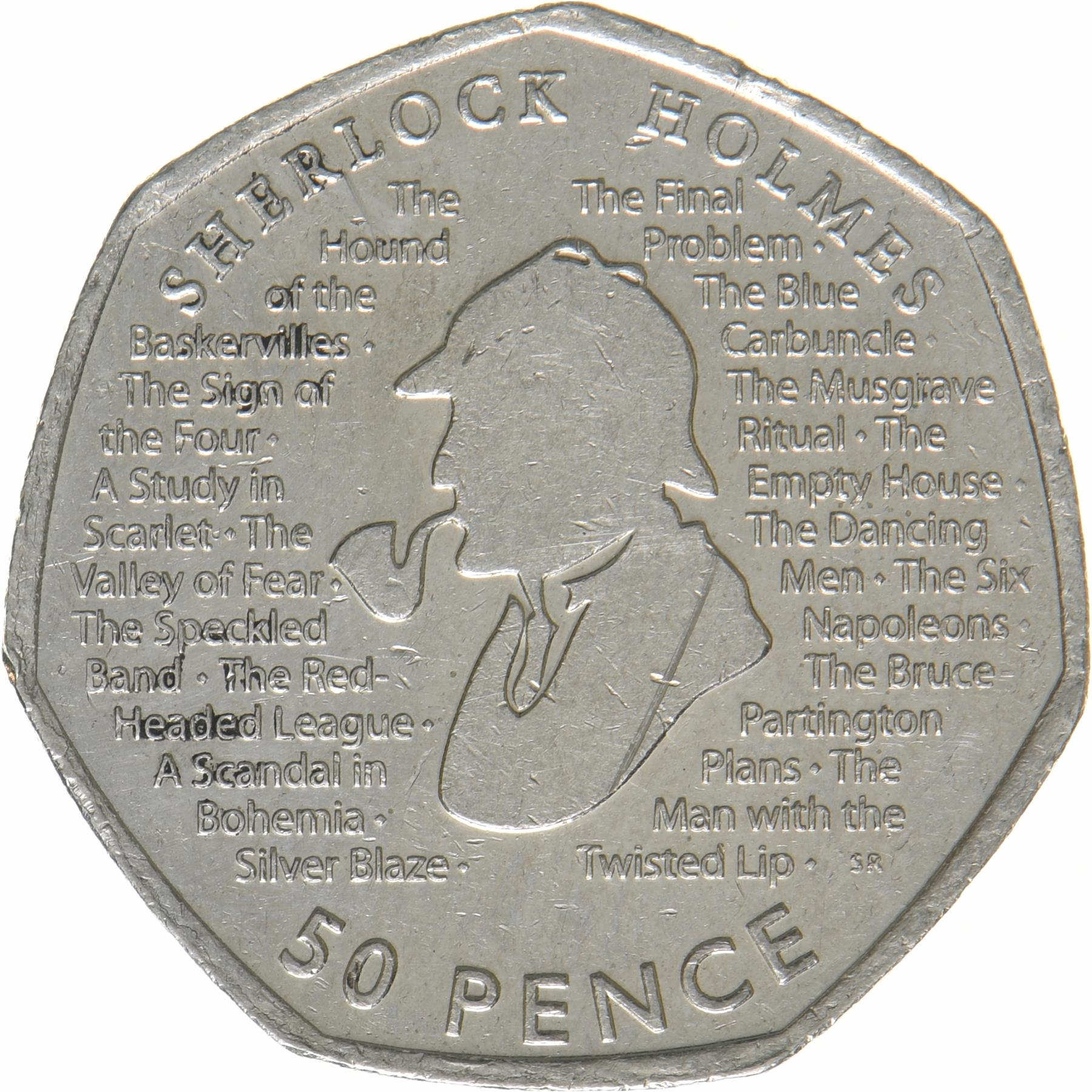 United Kingdom | 50 Pence Coin | Sherlock Holmes | KM:1717 | 2019