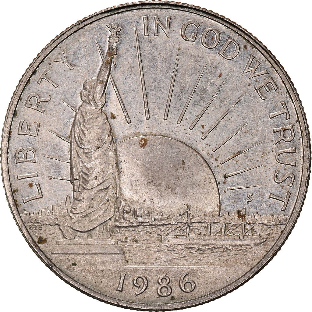 United States | 1/2 Dollar Coin | Statue of Liberty | New Yor Harbor | Wharf Pier | KM212 | 1986