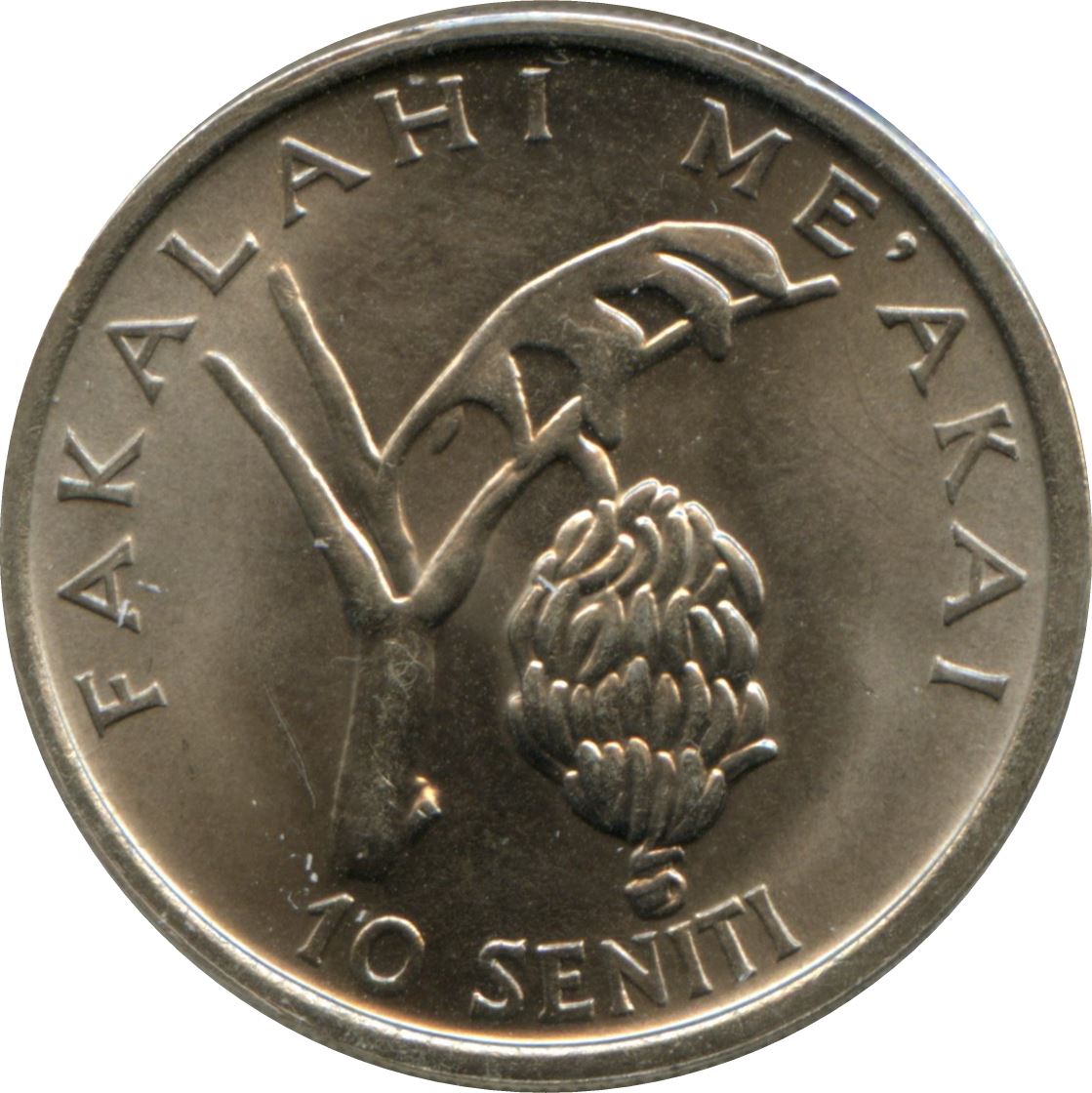Tonga | 10 Seniti Coin | King Tupou IV | Banana | FAO | Km:69 | 1981 - 1996