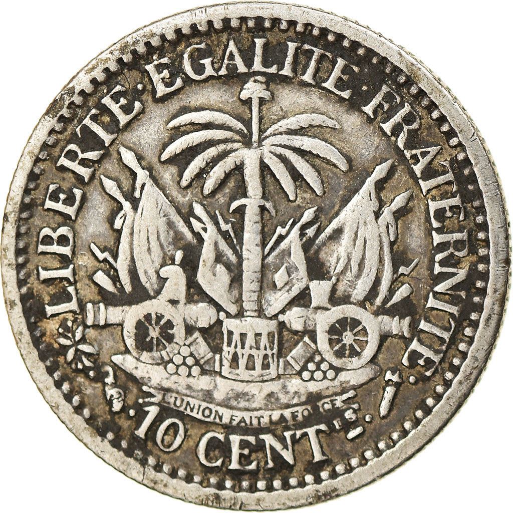 Haiti | 10 Centimes Coin | Libertine | Palm Tree | Cannon | Km:44 | 1881 - 1894