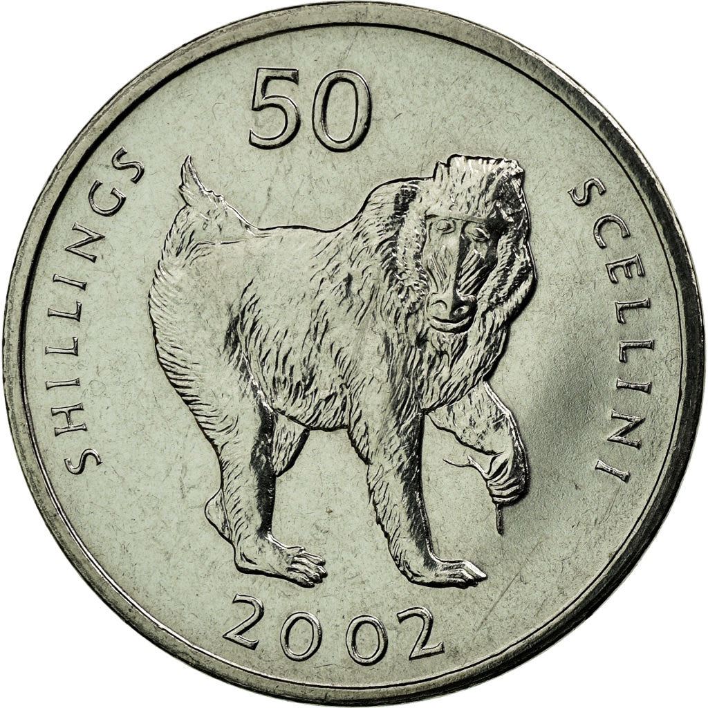 Somalia | 50 Shillings Coin | Mandrill Monkey | Km:111 | 2002