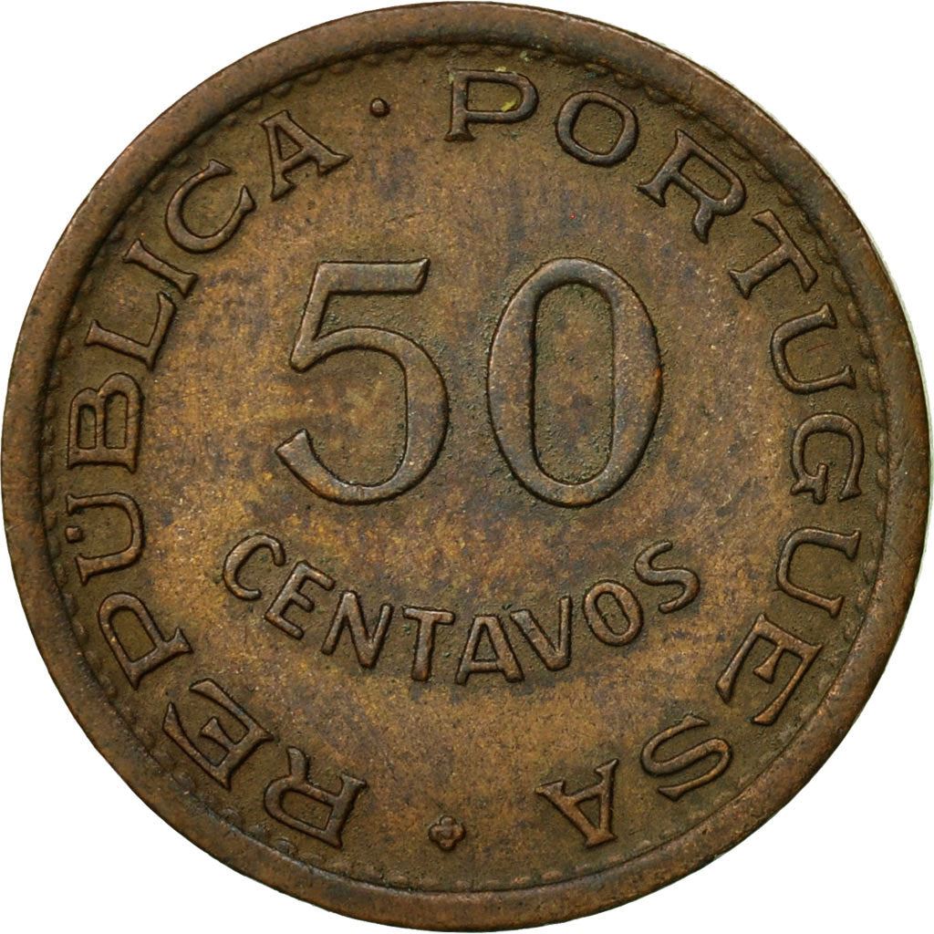 Angola | 50 Centavos Coin | Horse | Elephant | Shield | Km:75 | 1953 - 1961