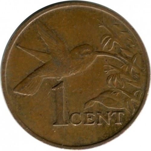 Trinidad and Tobago 1 Cent Coin | Queen Elizabeth II | Hummingbird | KM25 | 1974 - 1976