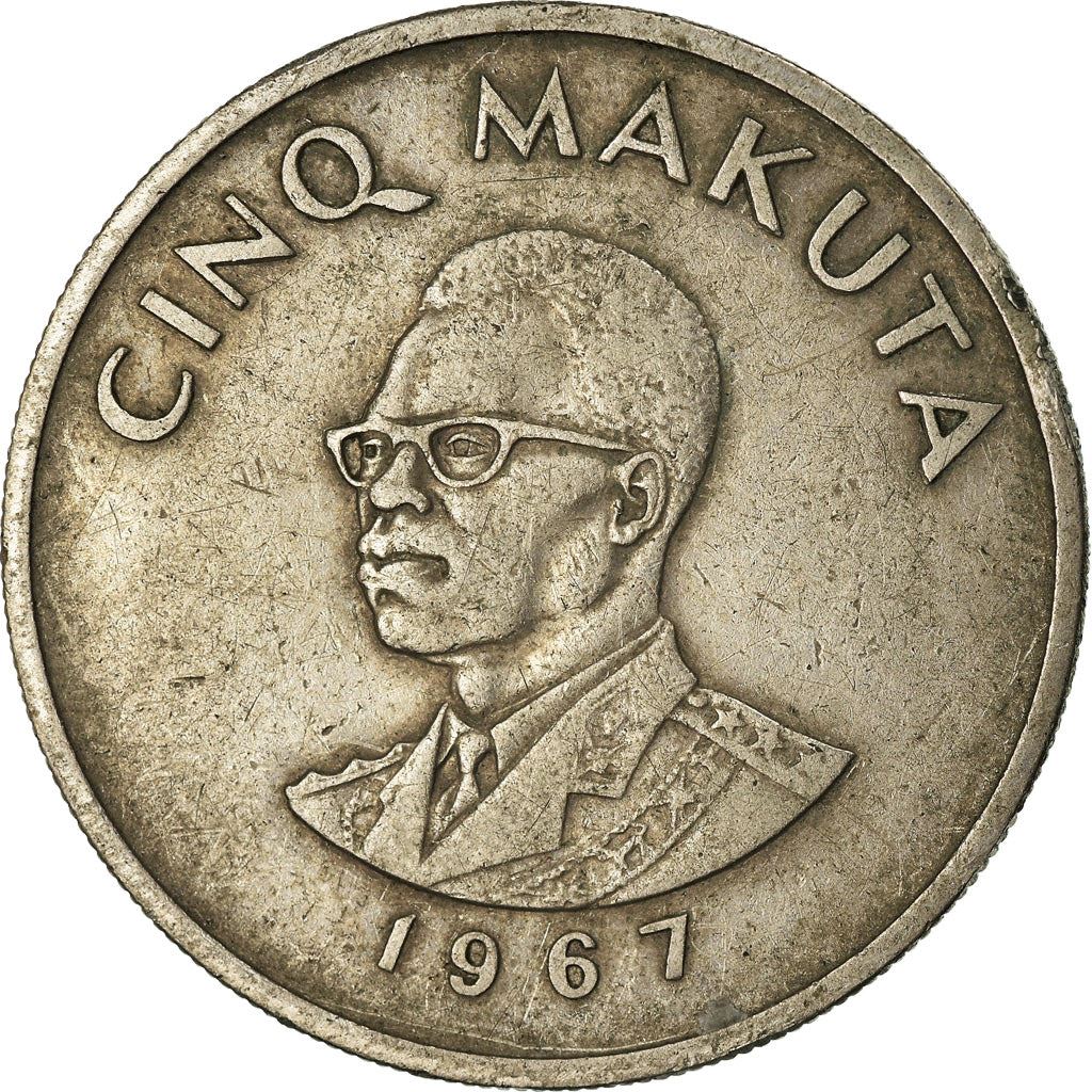 Congo-Leopoldville | 5 Makuta Coin | Mobutu Sese Seko | Km:9 | 1966 - 1977