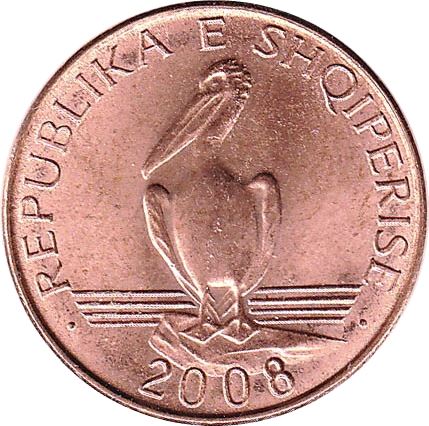 Albanian 1 Lek Coin | Dalmatian Pelican | KM75a | 2008 - 2013