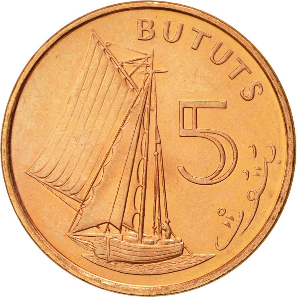 The Gambia | 5 Bututs Coin | Sailboat | Km:55 | 1998