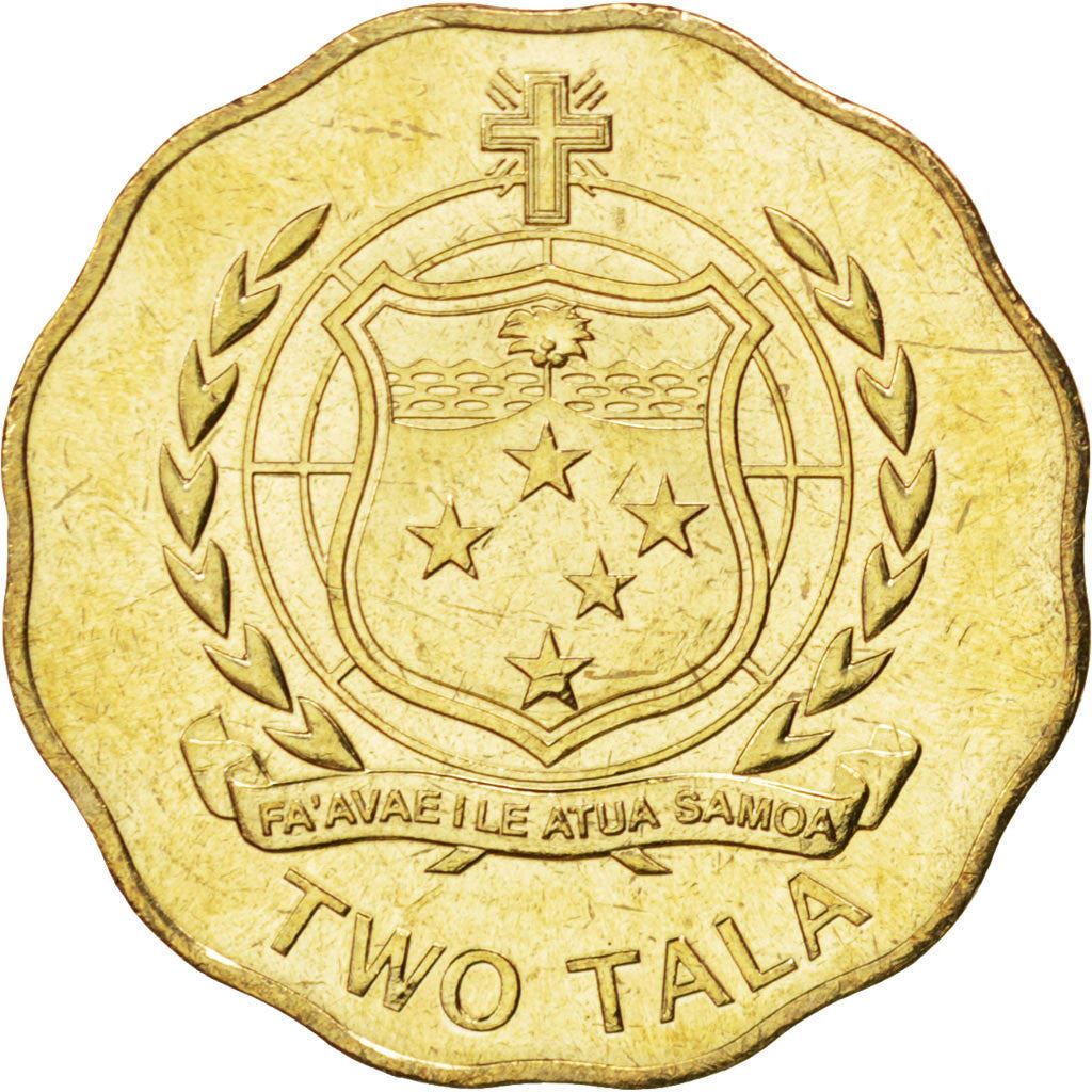 Samoa | Moneda de 2 Tala | Tui Atua Tupua Tamasese Efi | Escudo | Cruz | KM:178 | 2011 - 2015