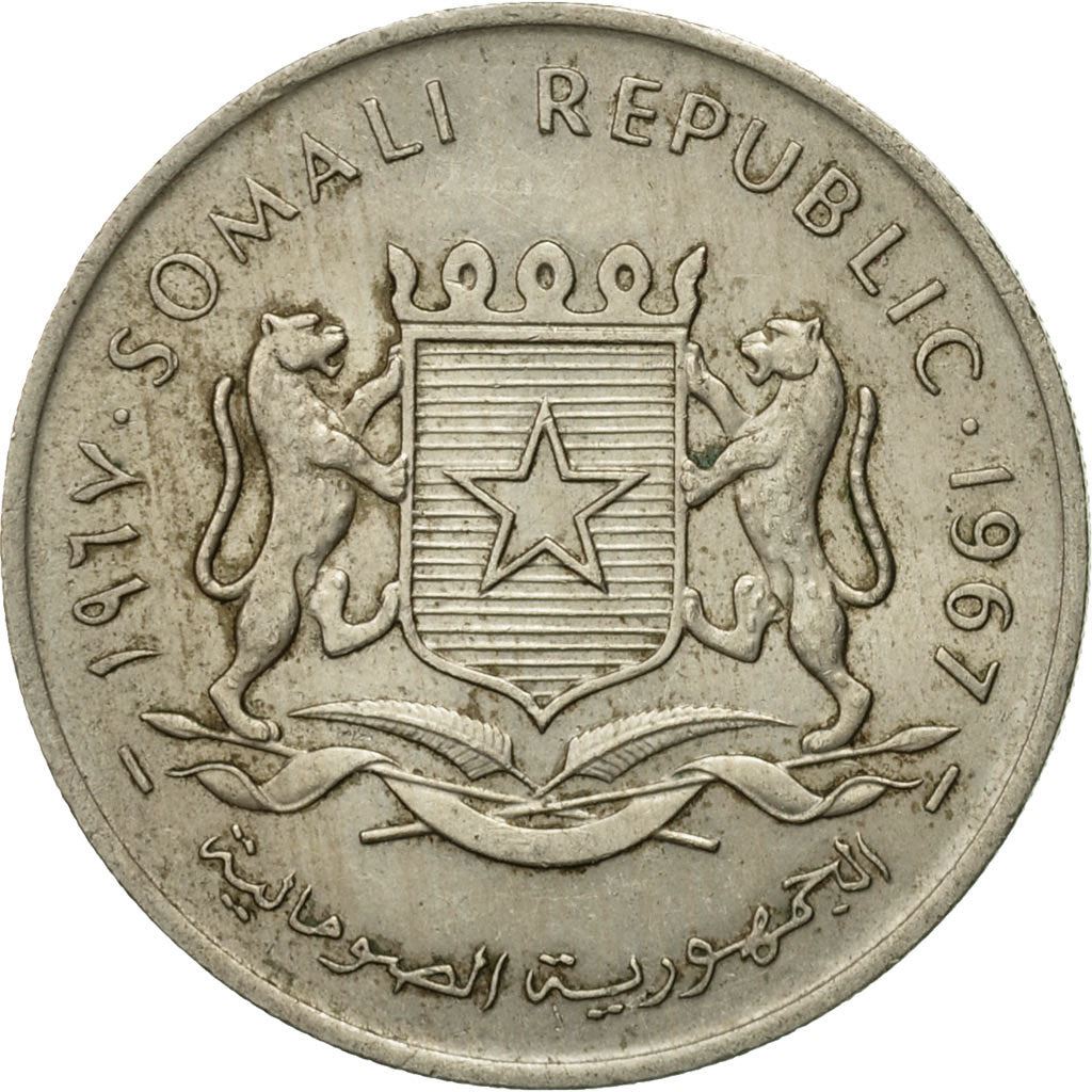 Somalia | 1 Scellino Coin | Leopards | Shield | Star | Km:9 | 1967