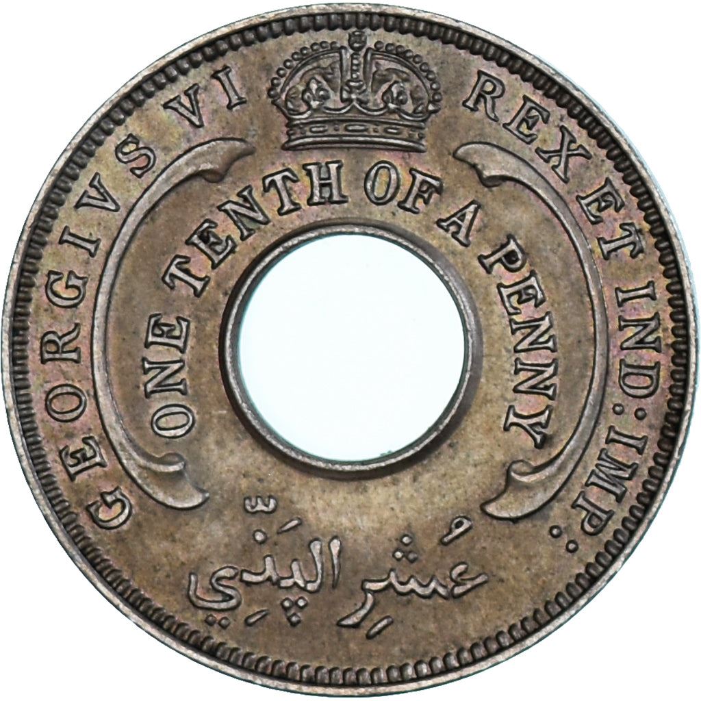 British West Africa | 1/10 Penny Coin | Crown | Hexagram | Km:20 | 1938 - 1947