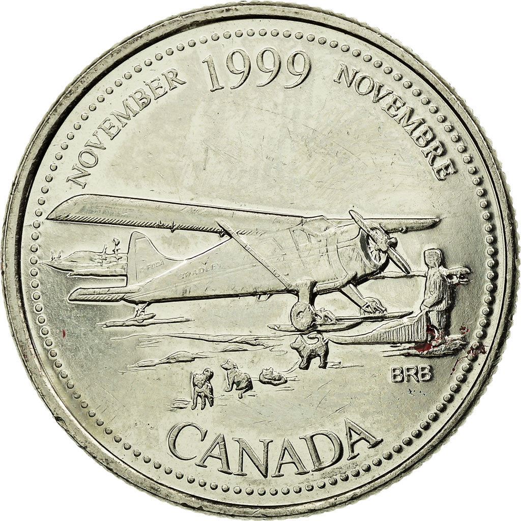 Canada | 25 Cents Coin | Bush Plane | Nickel | KM:352 | 1999