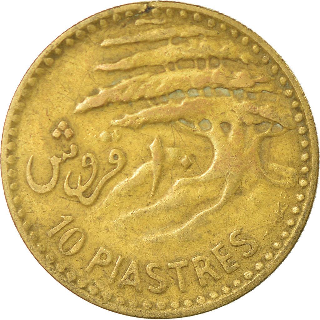 Lebanon | 10 Qirush / Piastres Coin | Cedar tree | Km:22 | 1955
