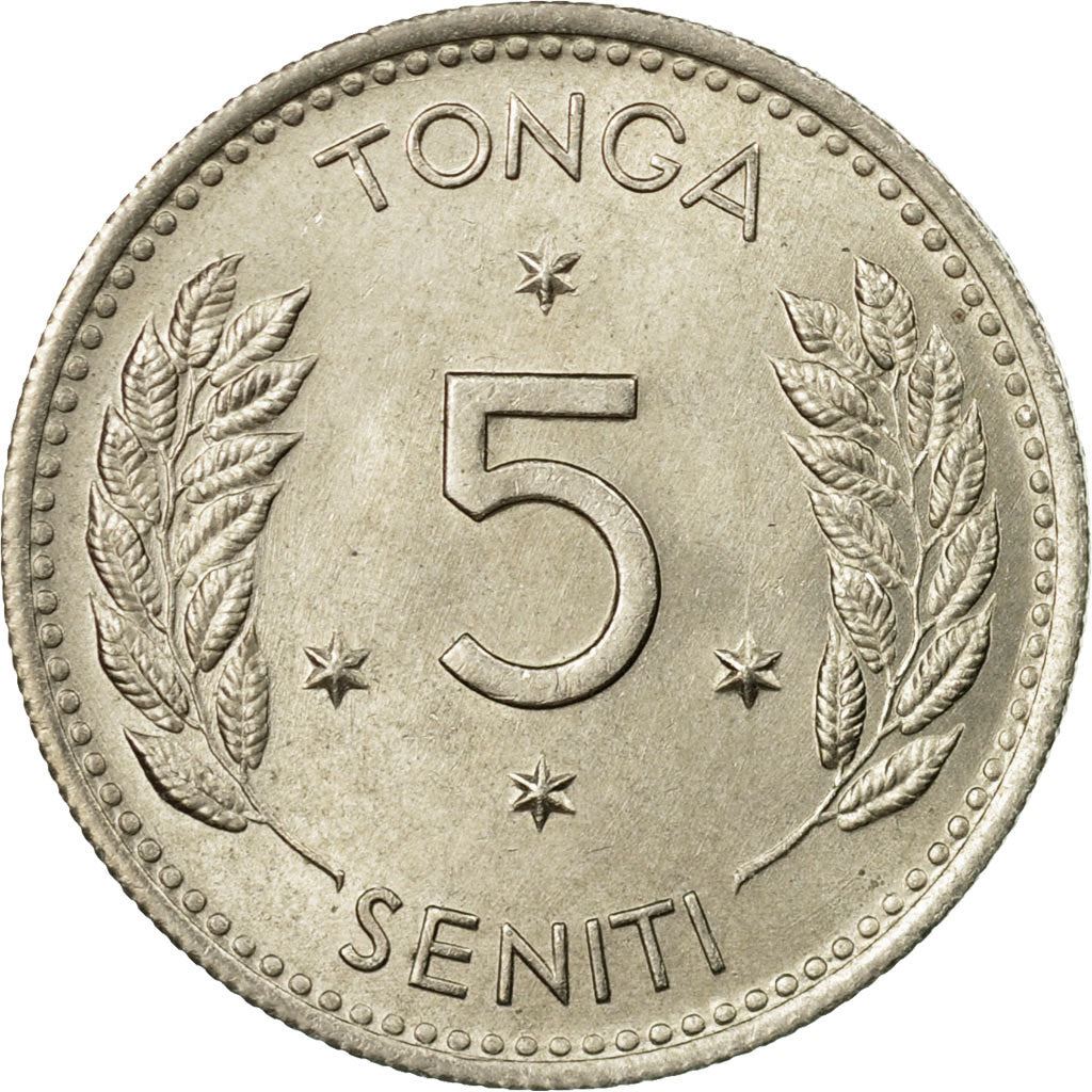 Tonga | 5 Seniti Münze | König Topou IV | Zweig | Km:29 | 1968 - 1974