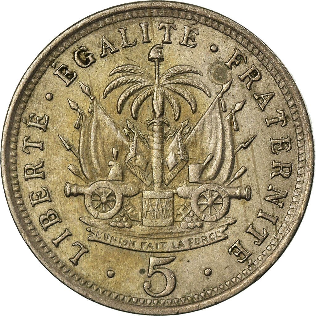 Haiti | 5 Centimes Coin | General Pierre Nord-Alexis | Cannon | Km:53 | 1904 - 1905