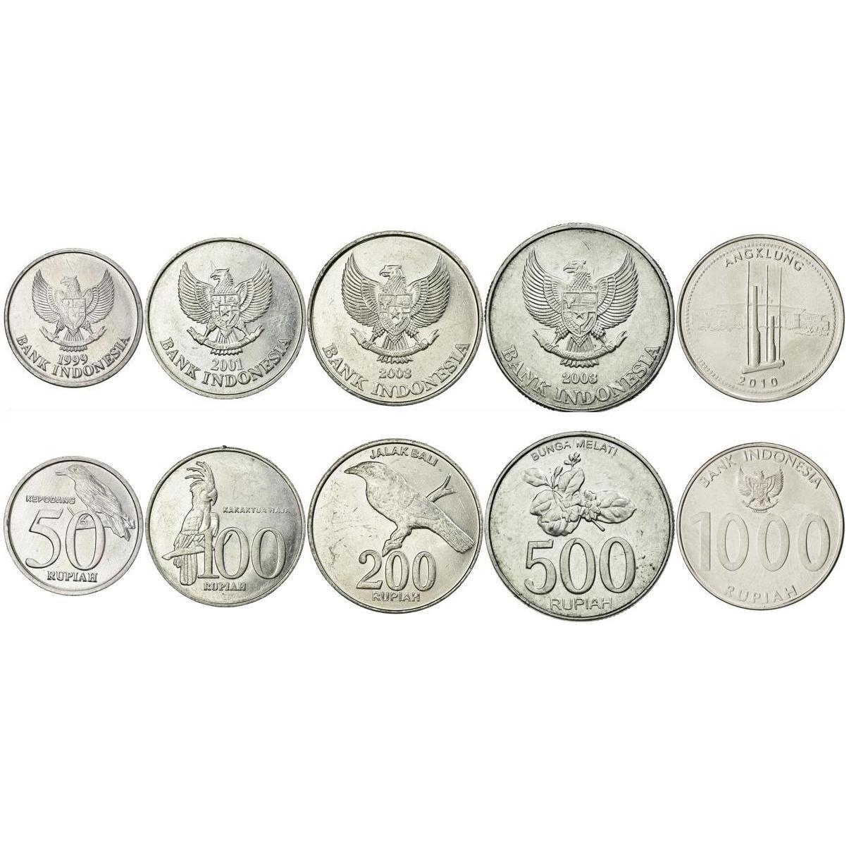 Indonesia | 5 Coin Set | 50 100 200 500 1000 Rupiah | 1999 - 2010