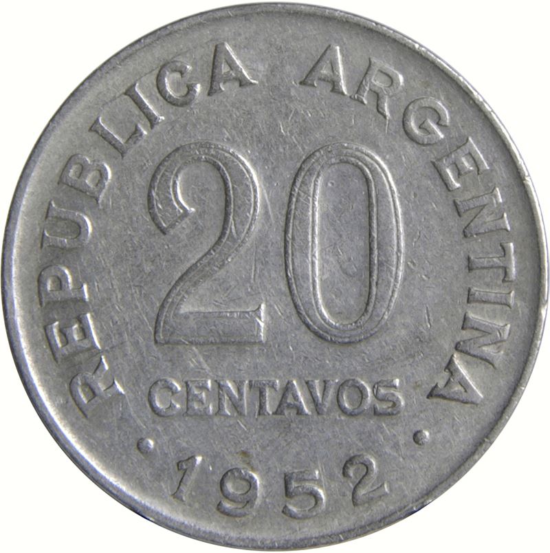 Argentina | 20 Centavos Coin | Jose San Martin | 1952 - 1953