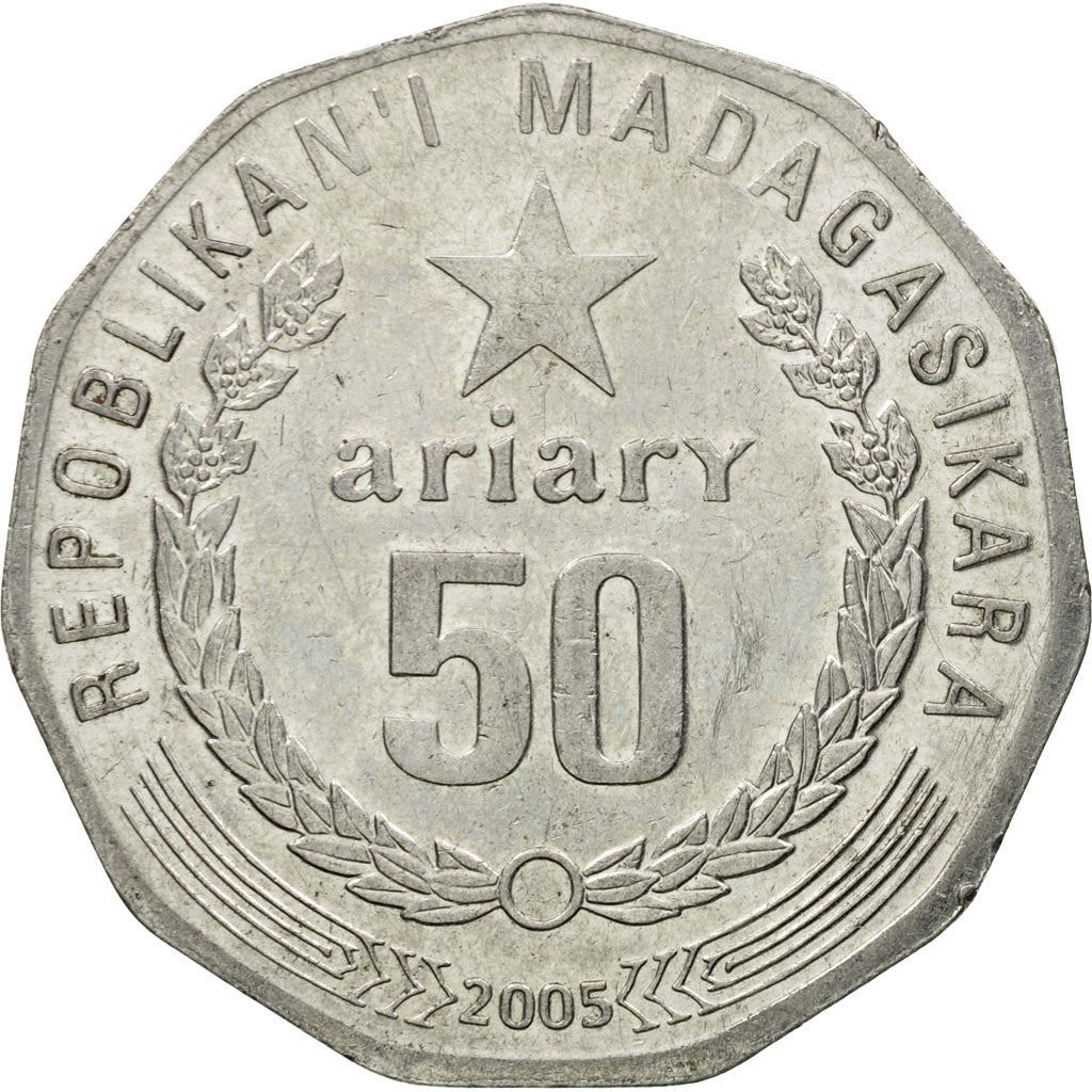 Madagascar | 50 Ariary Coin | Star | Baobab | Km:25.2 | 2005