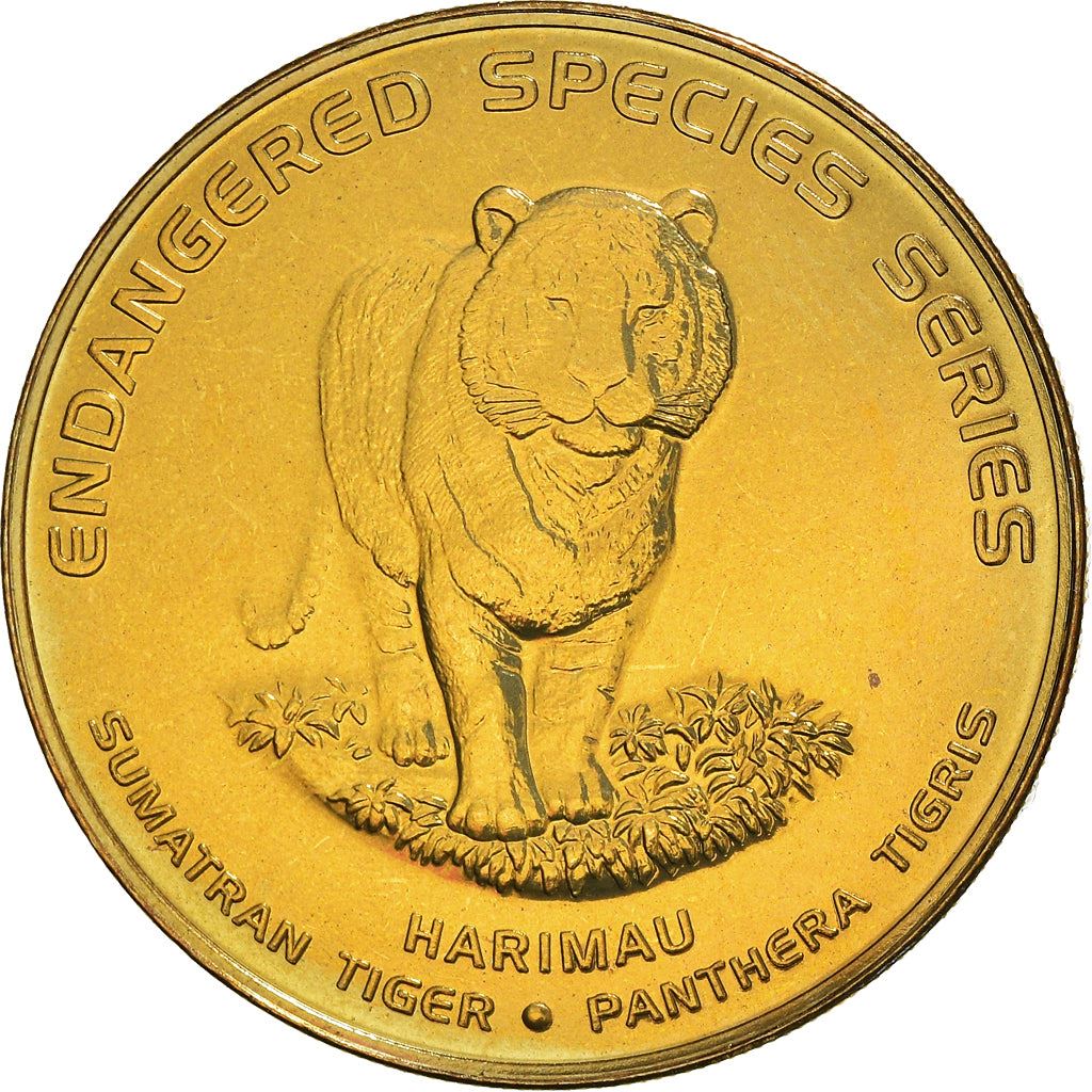 Malaysia 25 Sen - Agong XII Sumatran Tiger Coin KM80 2003 Brass
