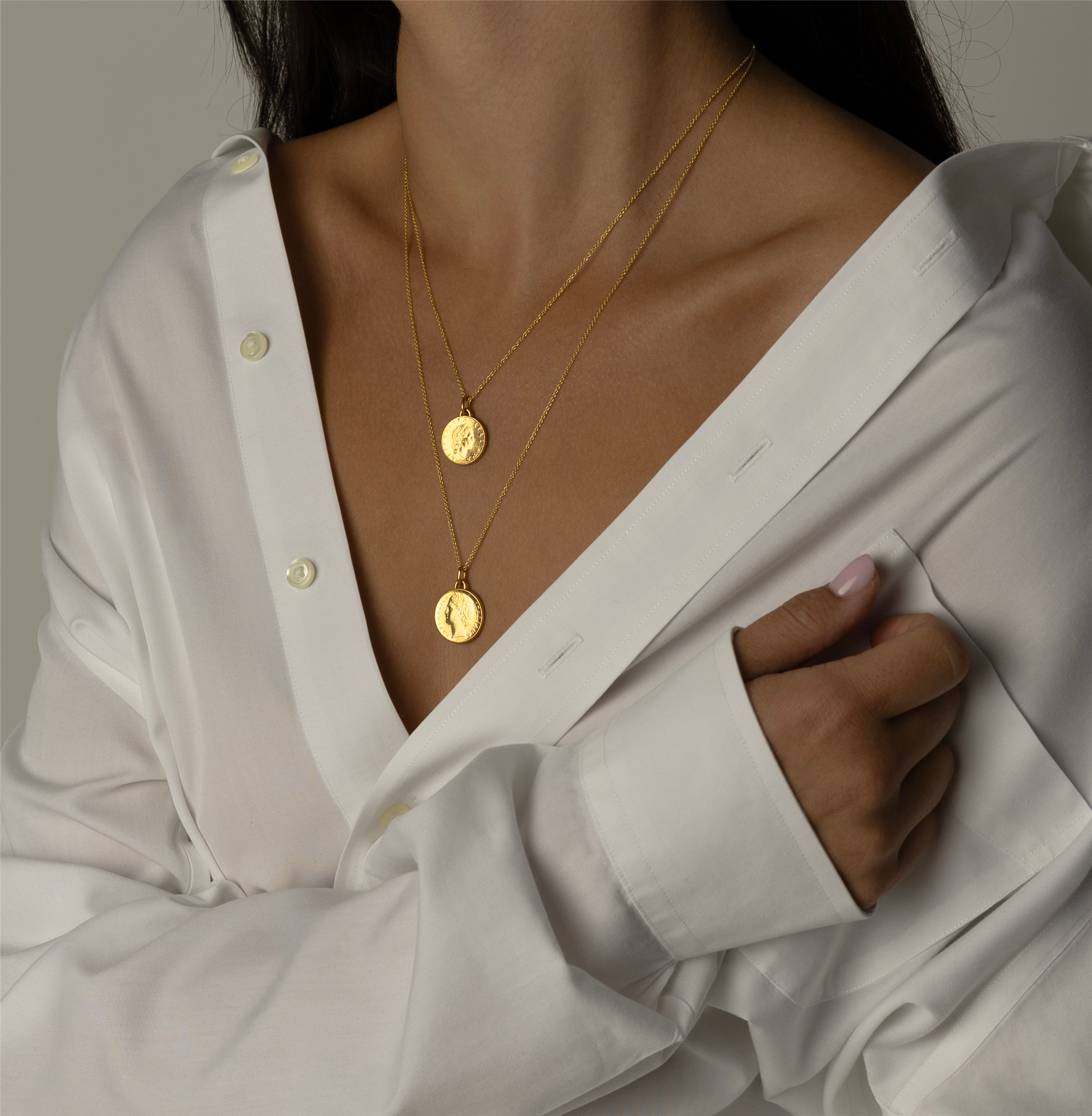 Italian Coin Necklace | Medallion Pendant Jewelry | 18K Gold Plated 50 Lira | 1990 - 1995
