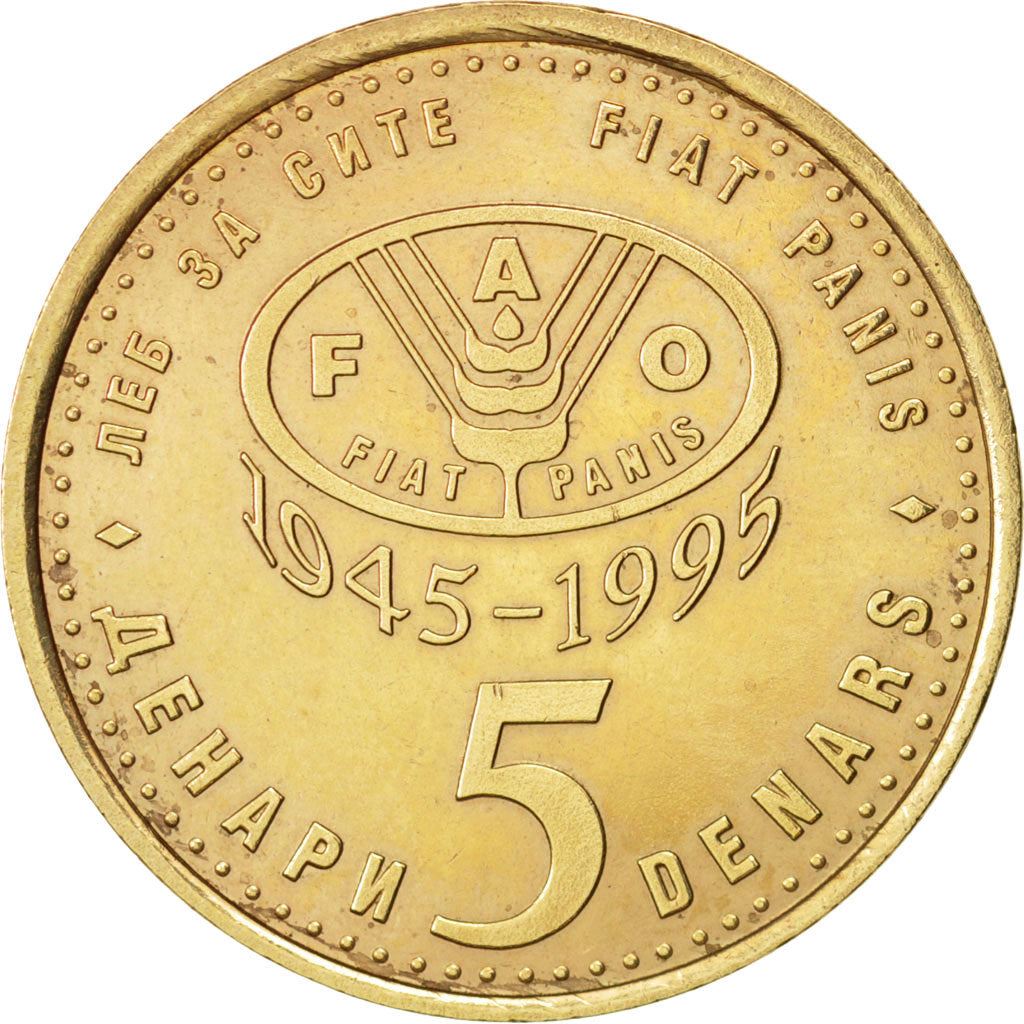 North Macedonia 5 Denari Coin | FAO | Lynx | KM7 | 1995