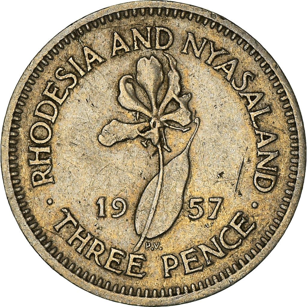 Rhodesia and Nyasaland | 3 Pence Coin | Elizabeth II | Flame Lily | Km:3 | 1955 - 1964