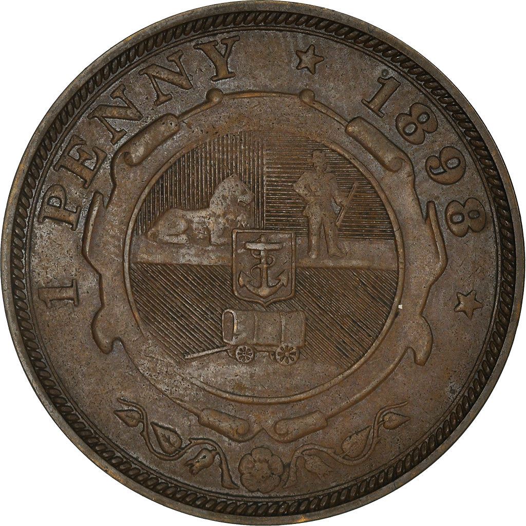 South African Republic | 1 Penny Coin | Lion | Marksman | Anchor | Wagon | Johannes Paulus Kruger | Km:2 | 1892 - 1898