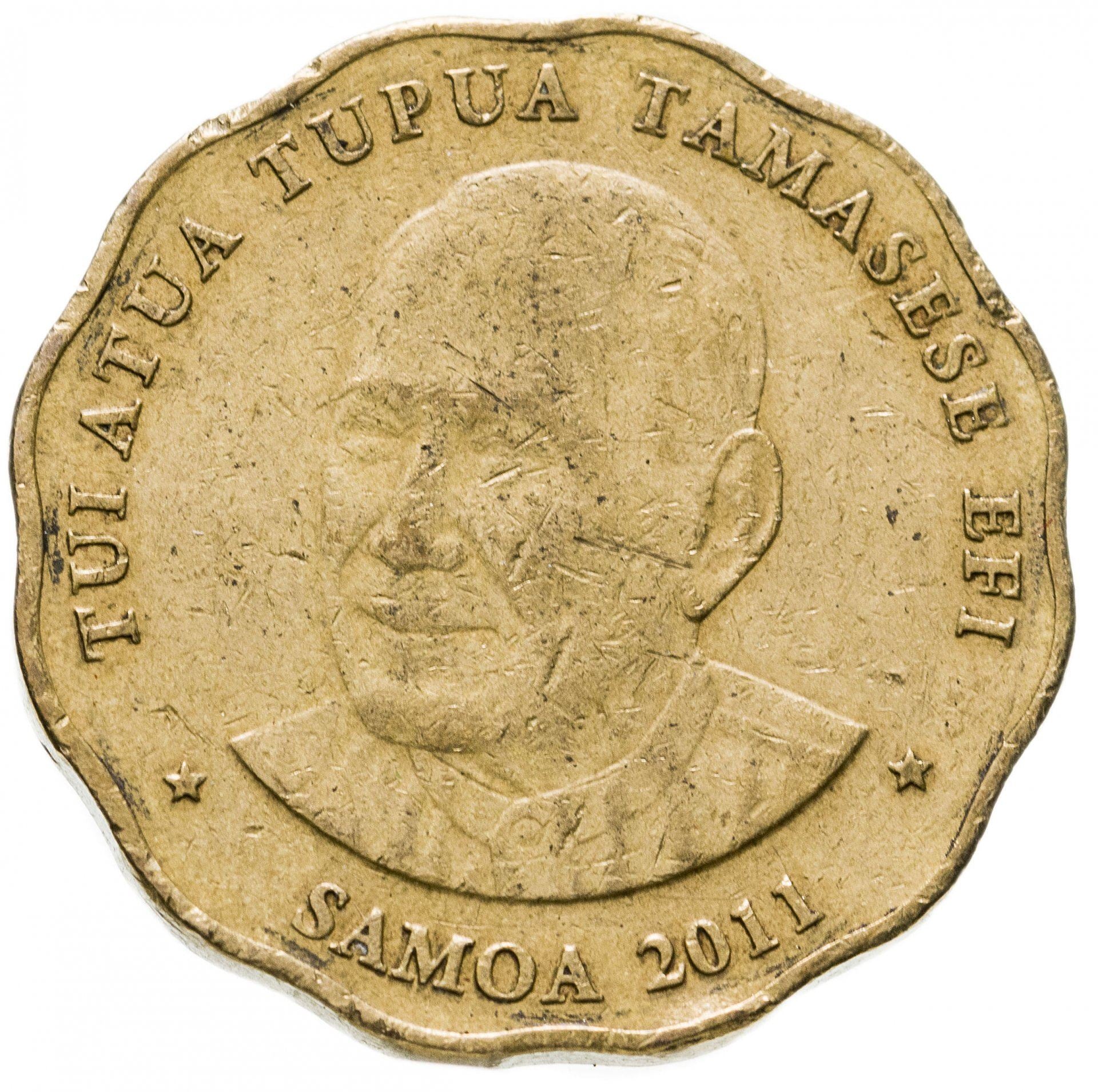 Samoa | 2 Tala Coin | Tui Atua Tupua Tamasese Efi | Shield | Cross | KM:178 | 2011 - 2015